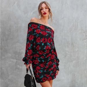 Barcelona Floral Ruched Cowl Neck Mini Dress
